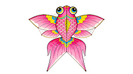 粉色鱼形风筝在白色背景上