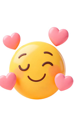 黄色笑脸带粉色爱心图片