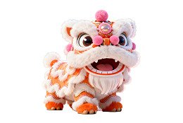 色彩鲜艳的舞狮玩偶图片