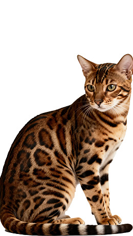 孟加拉猫端坐斑纹清晰