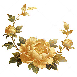 金箔牡丹花卉装饰图案