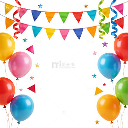 欢庆节日彩旗气球装饰素材
