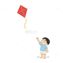 卡通放风筝童趣元素