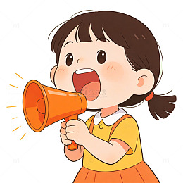 卡通少女手持喇叭插画