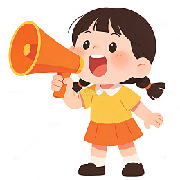 卡通小女孩扩音器插图