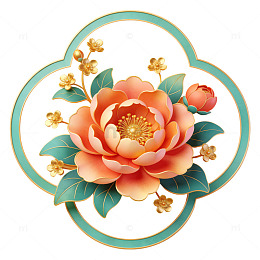 浮雕风格牡丹花艺术装饰画