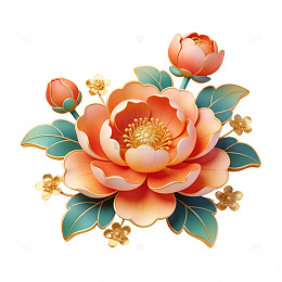 精美牡丹花艺术插画