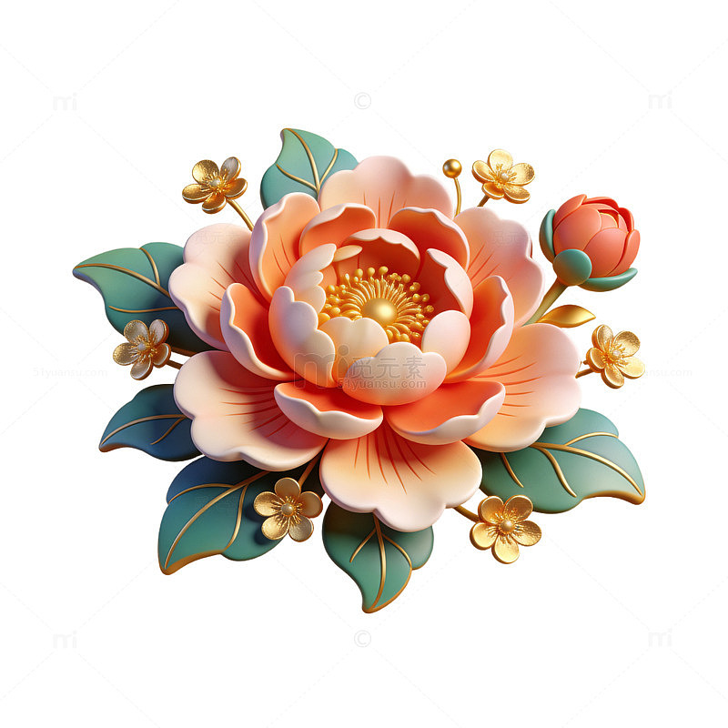 AI生成精美牡丹花卉图案