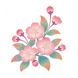 AI绘画海棠花插画