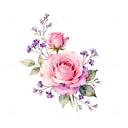 水彩花卉装饰圆形图案设计素材
