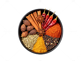 香料盘多彩调料美食摄影