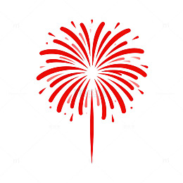 红白烟花图案设计元素