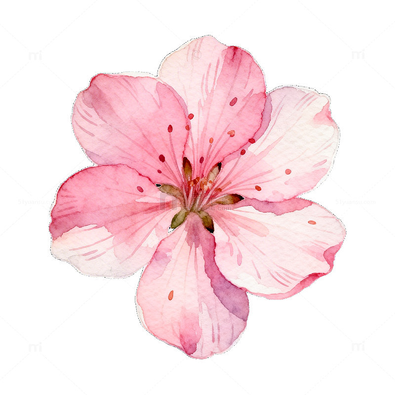 AI水彩桃花