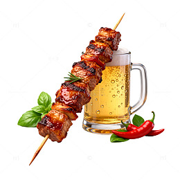 美食烤肉啤酒画面