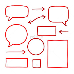 红色手绘对话框和箭头矢量素材