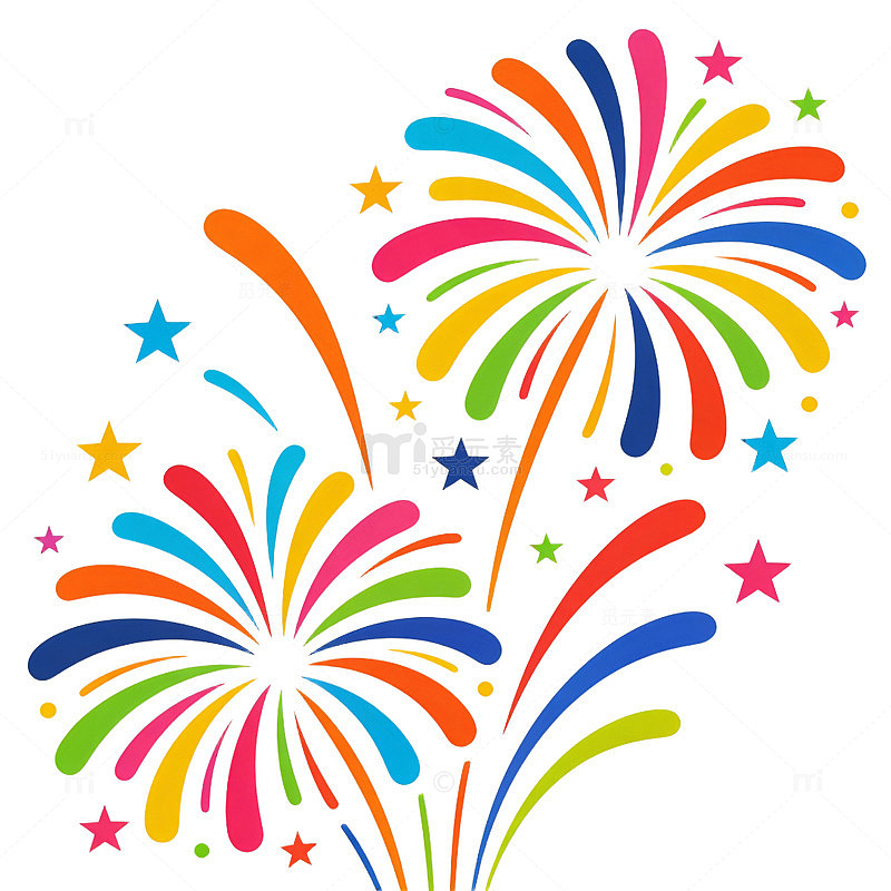 彩色烟花节日庆祝矢量图