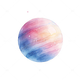 梦幻行星水彩画