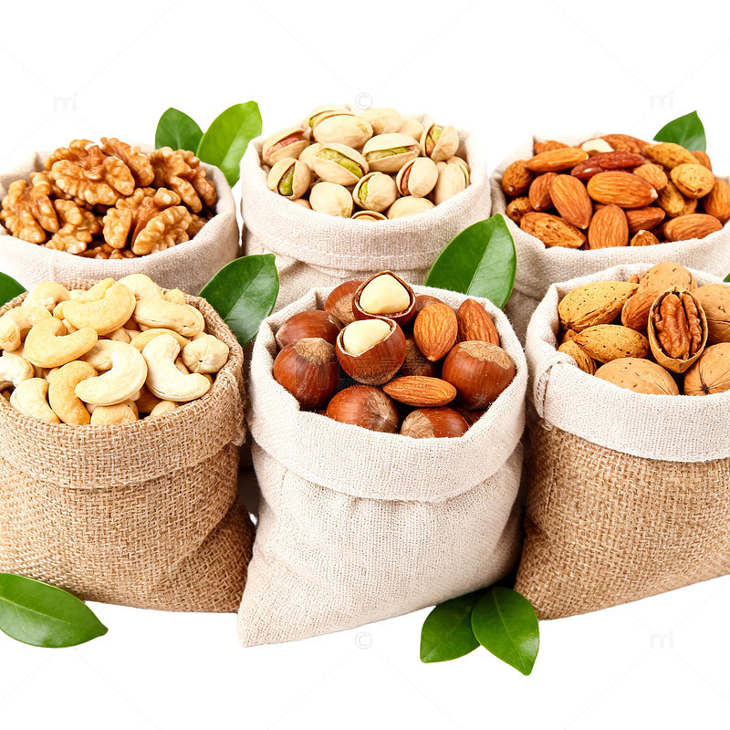 麻布袋坚果组合展示