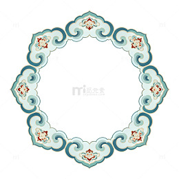 传统花纹圆形边框装饰图案