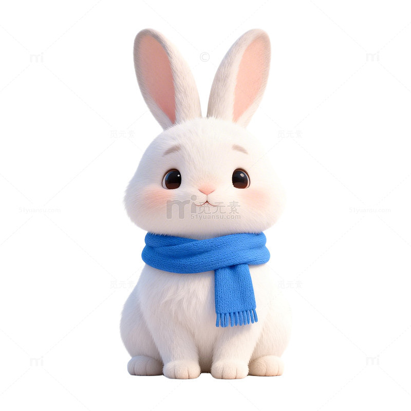 可爱卡通白兔围巾造型3D模型