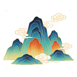 抽象山水风景艺术插画