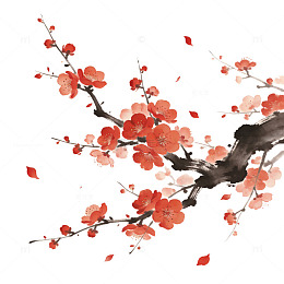 水墨梅花国画风格装饰画