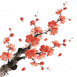 水墨梅花国画艺术装饰画