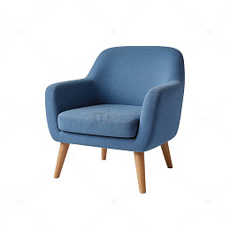 现代风格蓝色布艺单人沙发