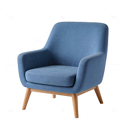 简约蓝色布艺单人沙发
