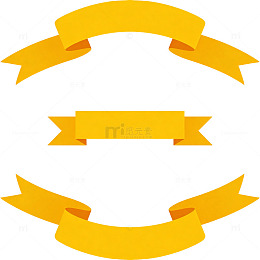 金黄色丝带装饰图案设计元素