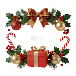 圣诞装饰花环礼盒设计素材