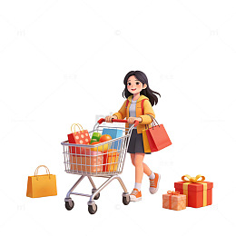 卡通购物狂欢节日场景