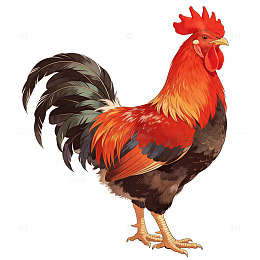 彩绘公鸡插画设计素材