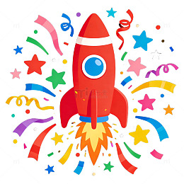 卡通火箭庆祝图
