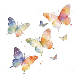 水彩梦幻蝴蝶飞舞图