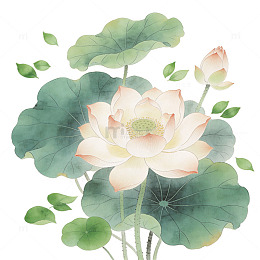 水墨风荷花装饰画设计素材