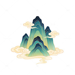 中国风山水画云纹装饰图案