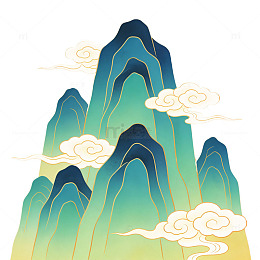 山水风格插画云景艺术