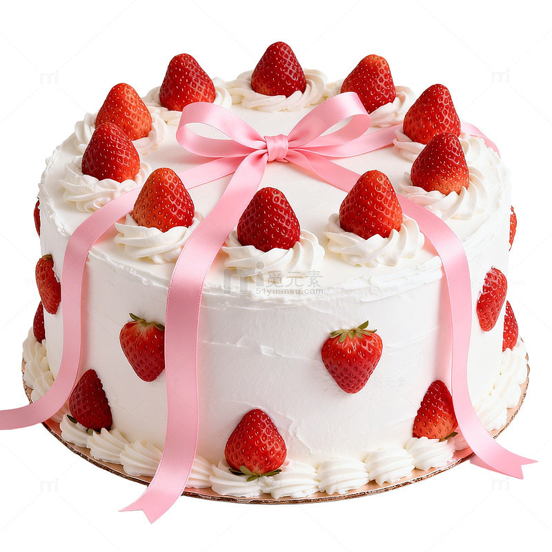 甜美草莓蛋糕装饰美食摄影