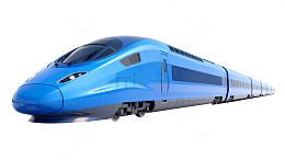 高速列车蓝色流线型设计