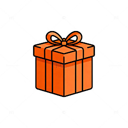 橙色礼盒简笔画风格素材