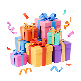 缤纷礼盒节日庆祝彩带装饰图