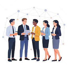 职场商务网络合作讨论插画