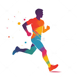 彩绘跑步者运动插画