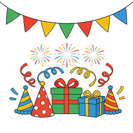卡通风节日庆祝装饰矢量图