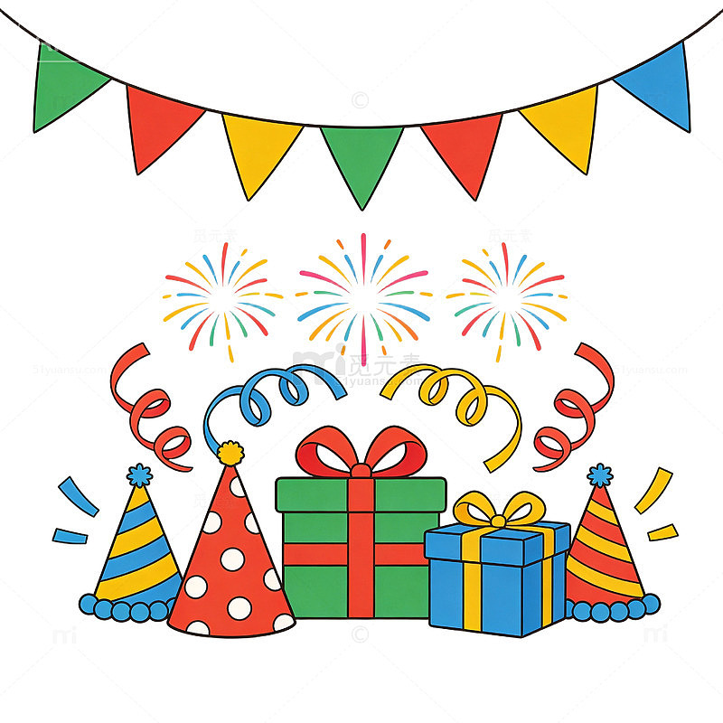 卡通风节日庆祝装饰矢量图