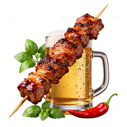 美食烧烤啤酒插画