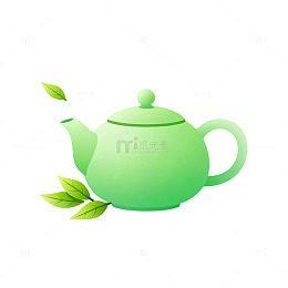 AI生成绿色茶壶插画