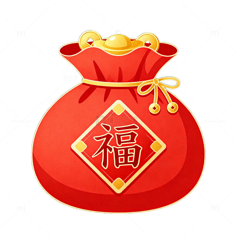 红色福袋新年祝福图案设计素材