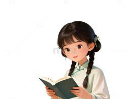 古风女子读书插画